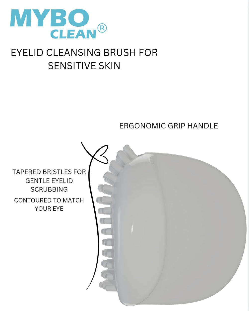 Myboclean eyelid brush with gel setup demonstrates cleansing routine