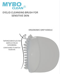 Myboclean eyelid brush with gel setup demonstrates cleansing routine