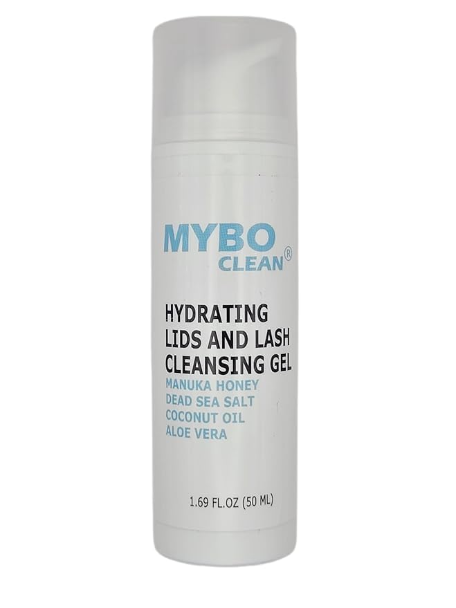 Myboclean con bomba sin aire limpia párpados y pestañas con fórmula suave para uso diario.
