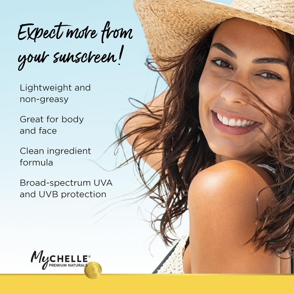 Aplicación suave de la barra solar MyChelle para retoques diarios