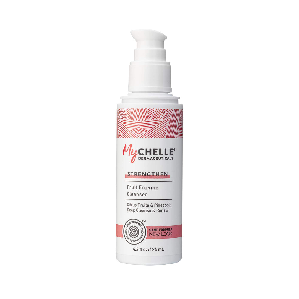 MyChelle Fruta Enzima Limpiador, botella clara, limpieza suave para purificar poros.