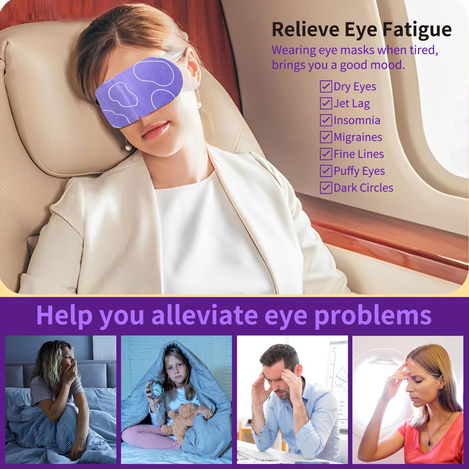 MYEBONG mascarilla ocular: aplicación fácil para relajación rápida.