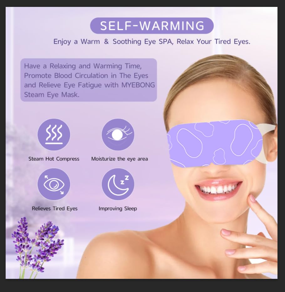 MYEBONG mascarilla ocular: calentamiento rápido para pausa de descanso en la oficina.