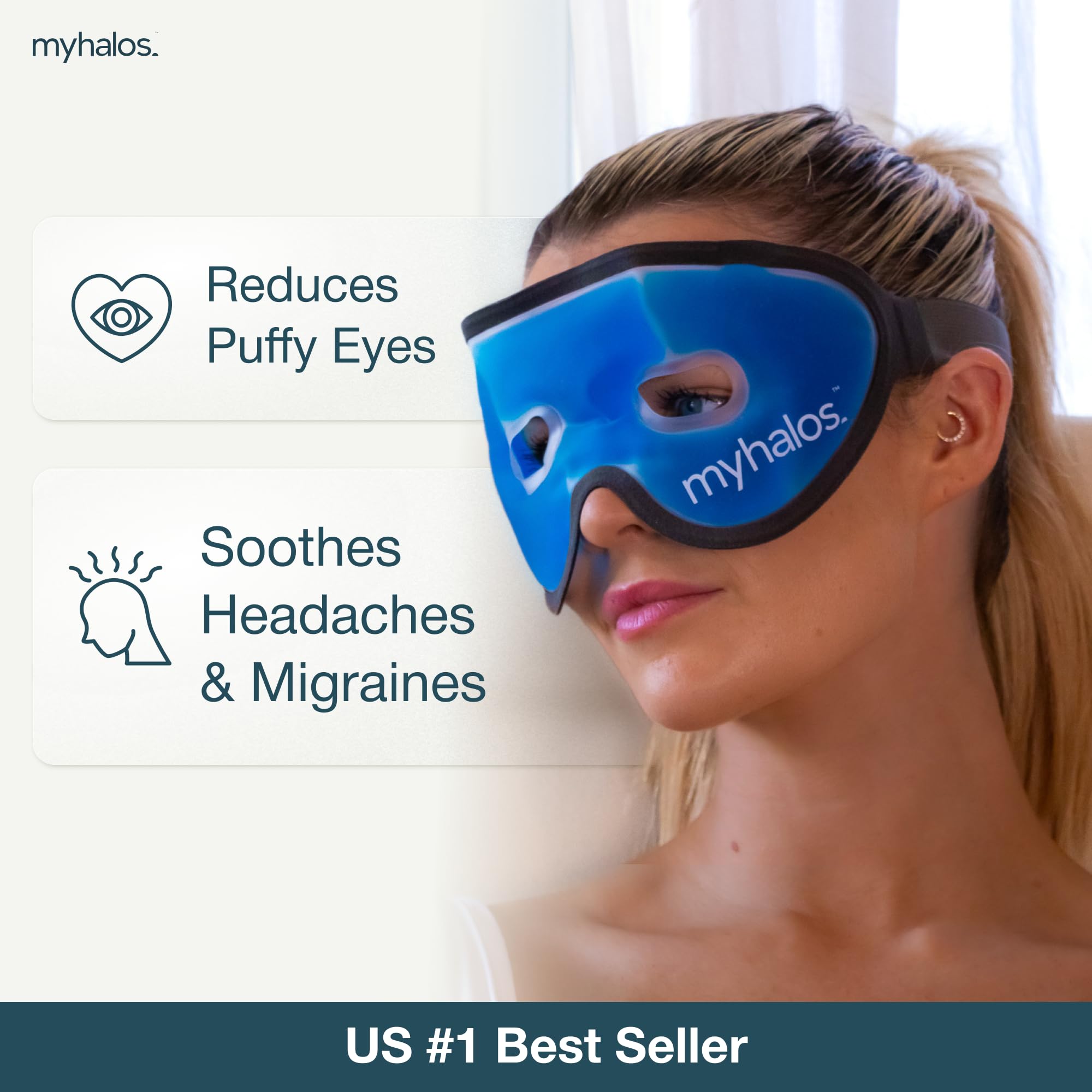 MyHalos Gel Mask adjustable-straps for secure comfort.