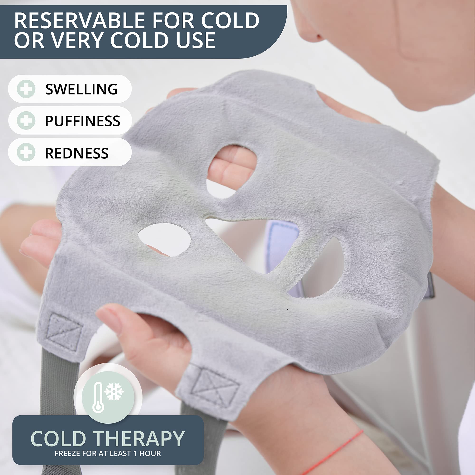 MyHalos Ice Face Mask adjustable strap for secure, comfortable wear.