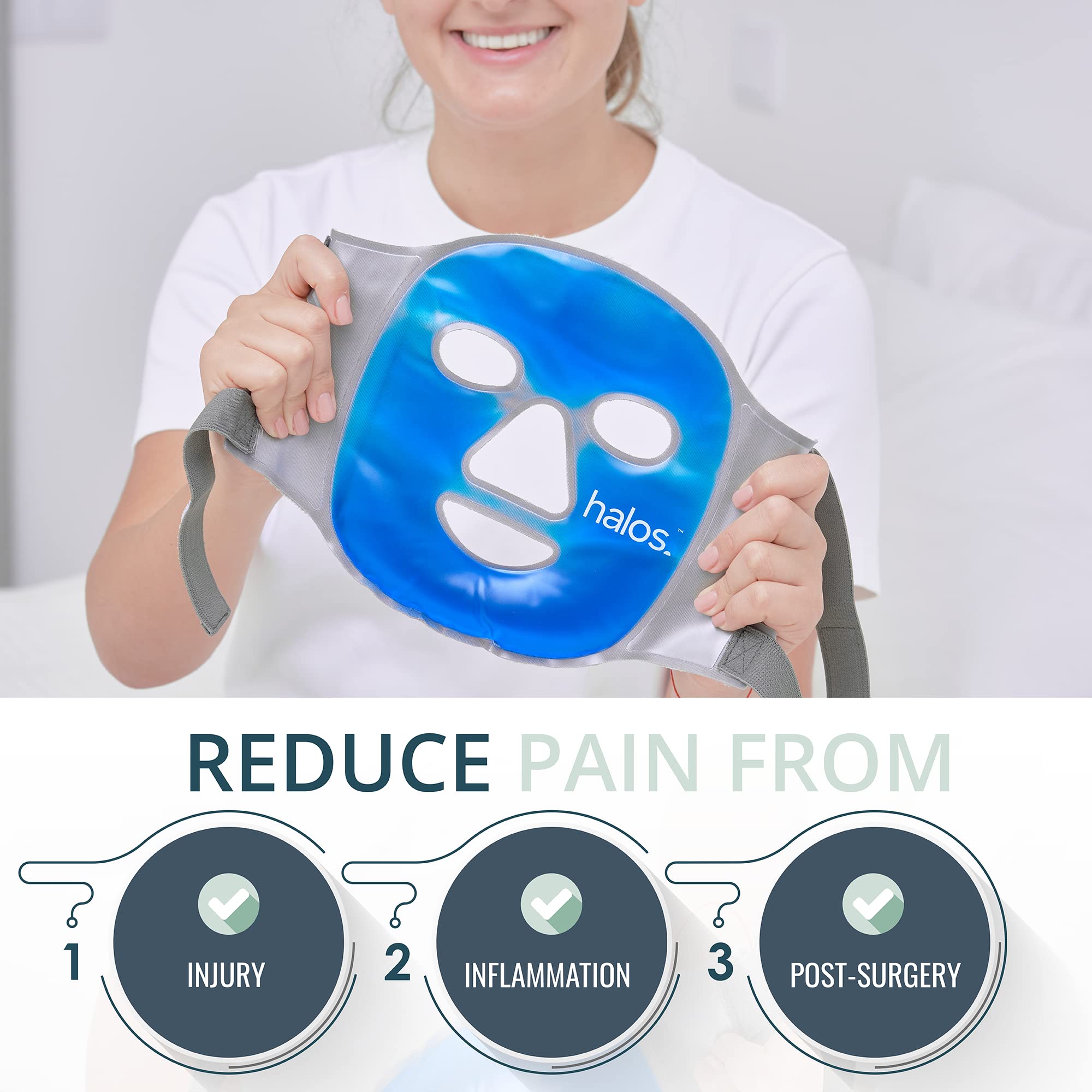 MyHalos Ice Face Mask used for relaxation and stress relief.