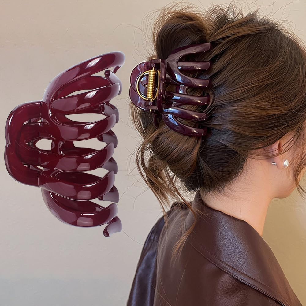 Myhiju red retro hair clip 3-54 inch keeps thick hair in place with retro style.