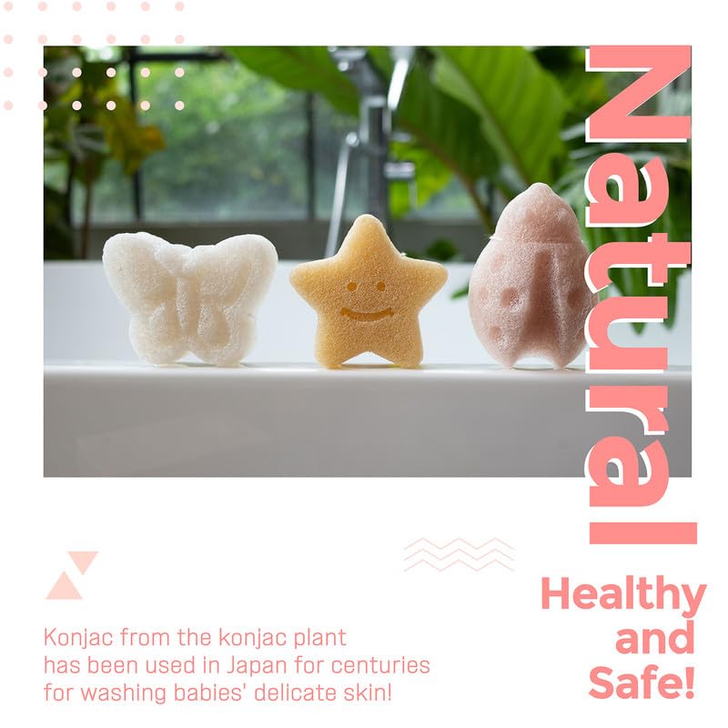 myHomeBody Konjac bebé esponja estrella: textura suave para pieles sensibles