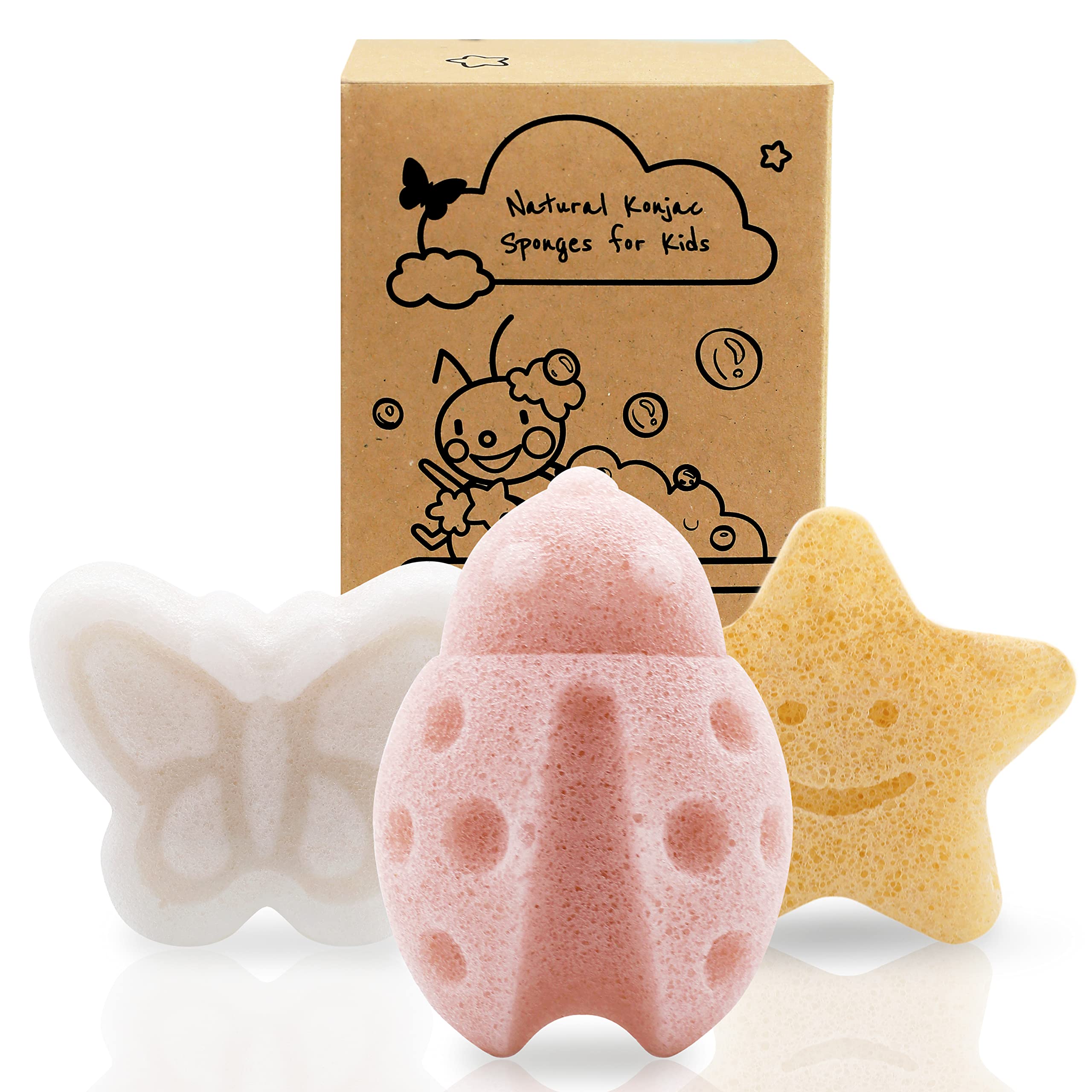 myHomeBody Konjac bebé esponja mariposa: limpieza suave y natural para la piel delicada