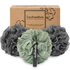 myHomeBody esponja lufa grafito gris, exfoliación suave en la ducha
