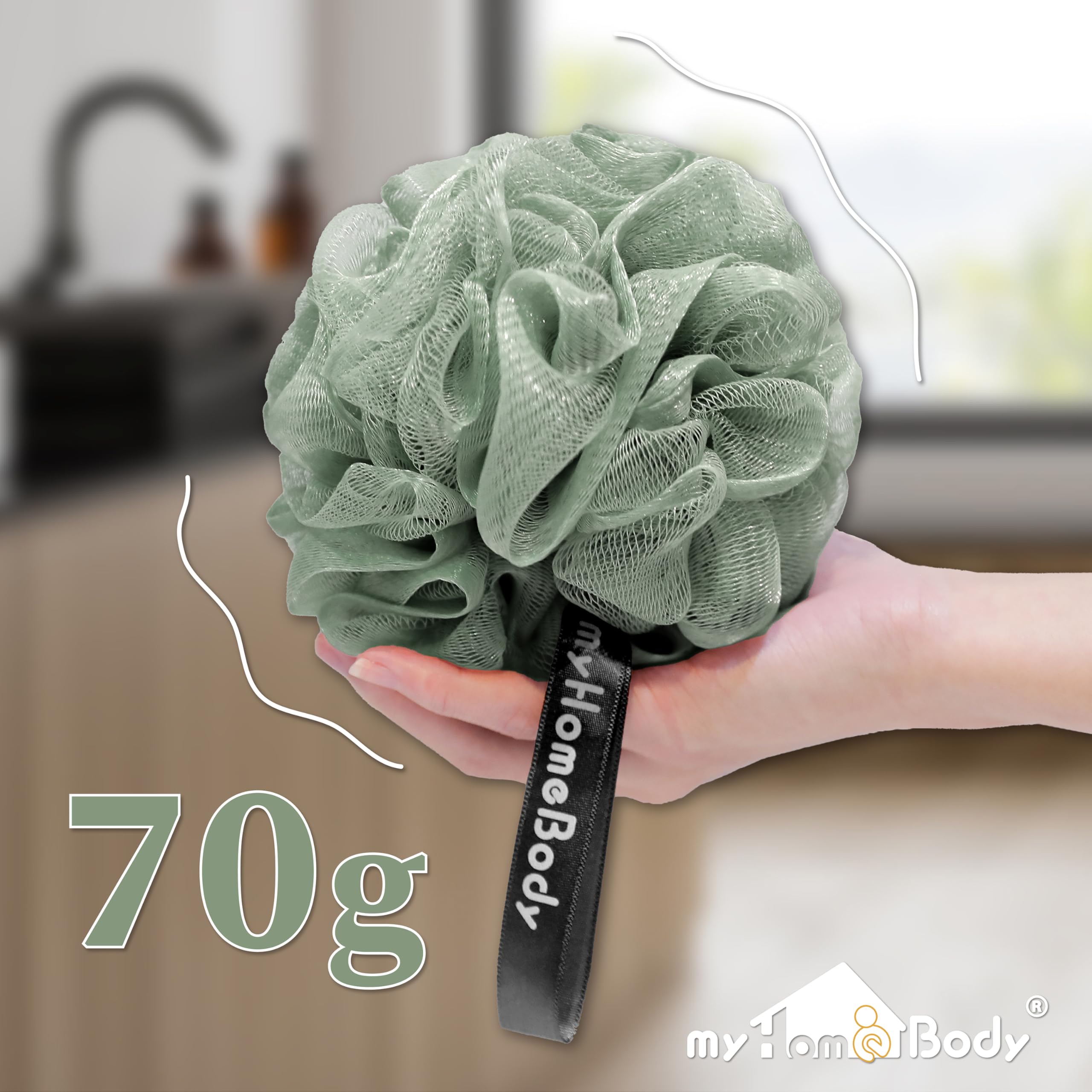 myHomeBody esponja lufa verde salvia, textura suave en detalle