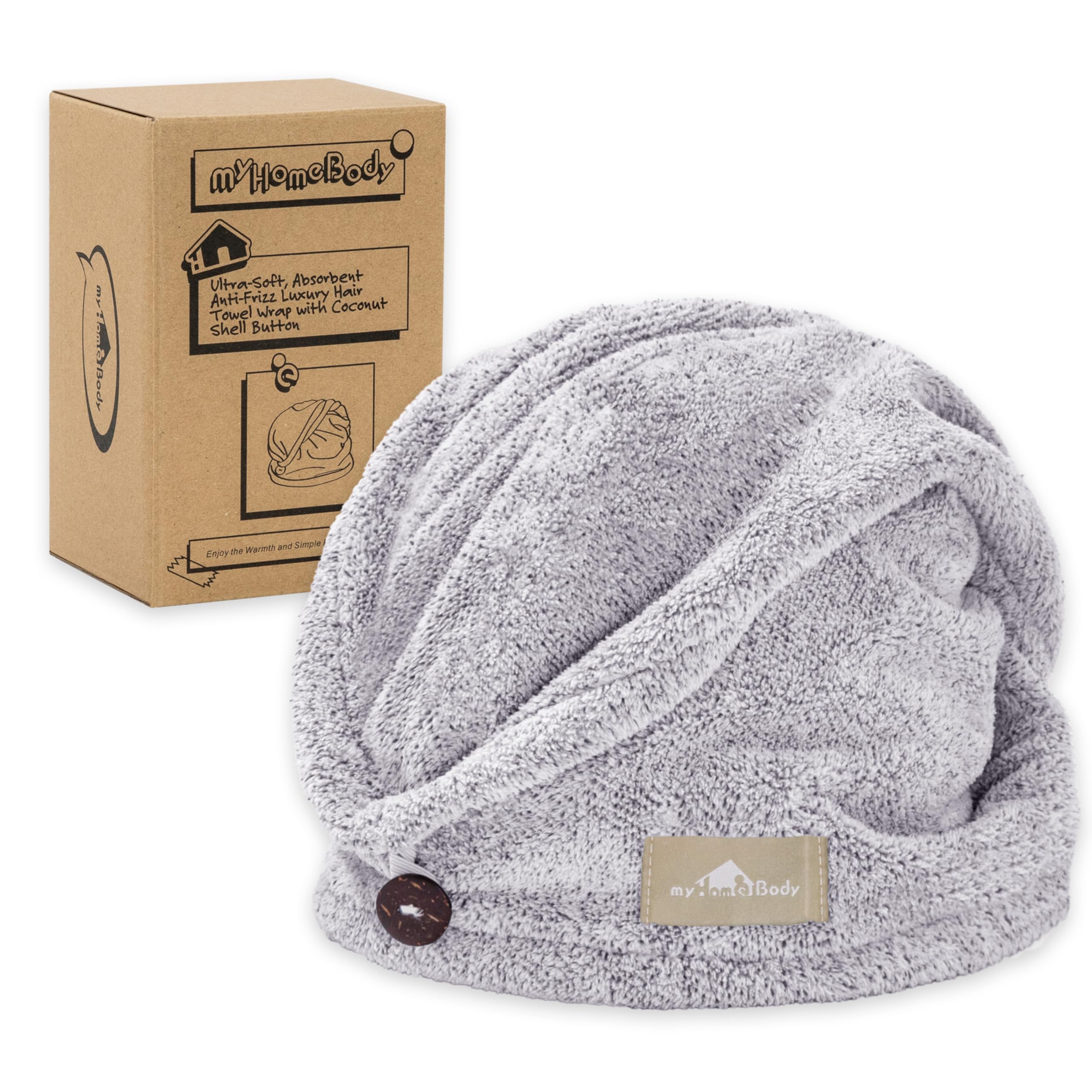 myHomeBody toalla-wrap para cabello, secado rápido y suave.