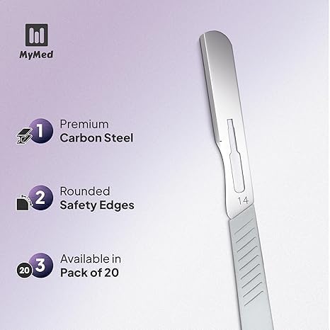 MyMed dermaplane razor packaging close-up showing easy-dispense design