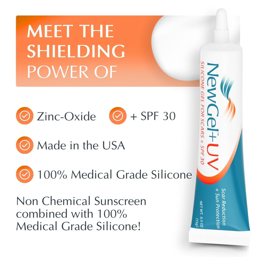 MyNewGel Plus UV sunscreen swirl demonstrates SPF 30 protection for scars
