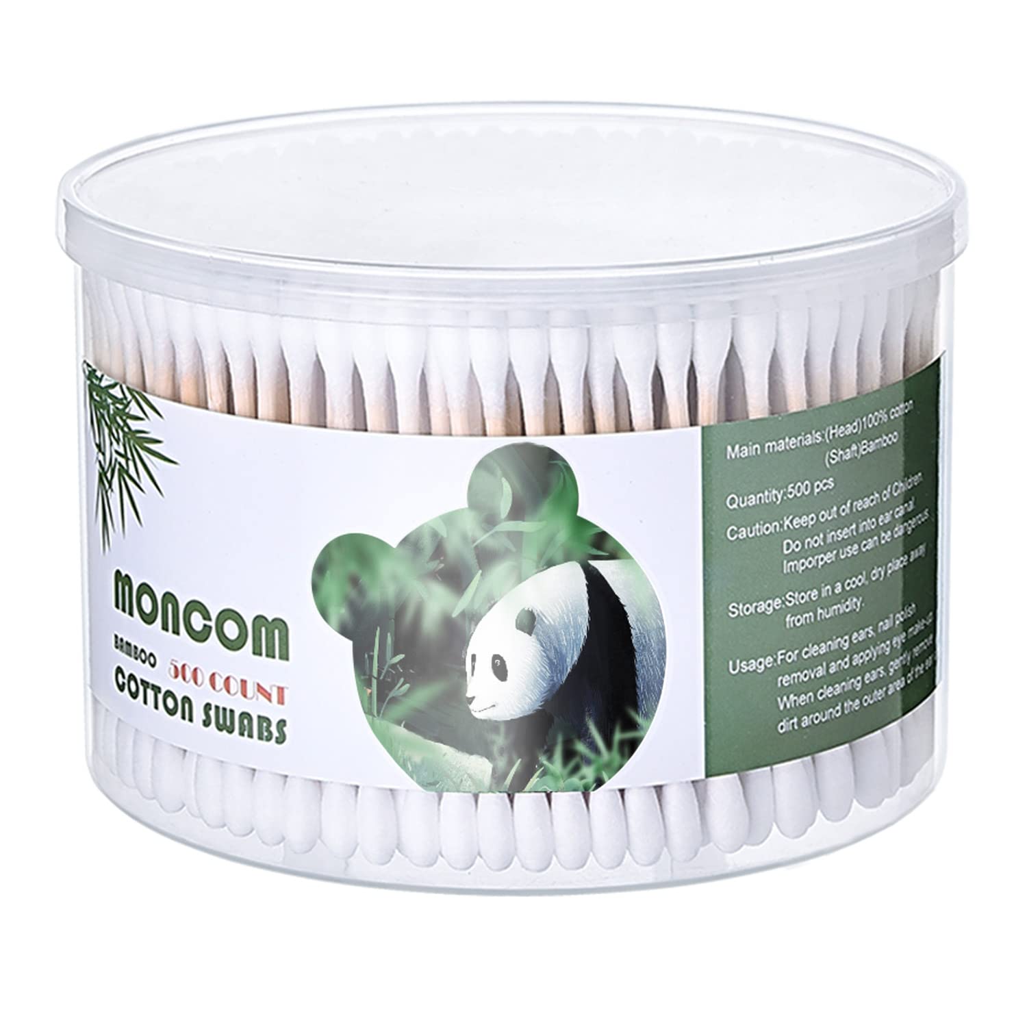 MYQIPGD MONCOM cotton swabs with bamboo sticks for precise, gentle everyday cleaning.