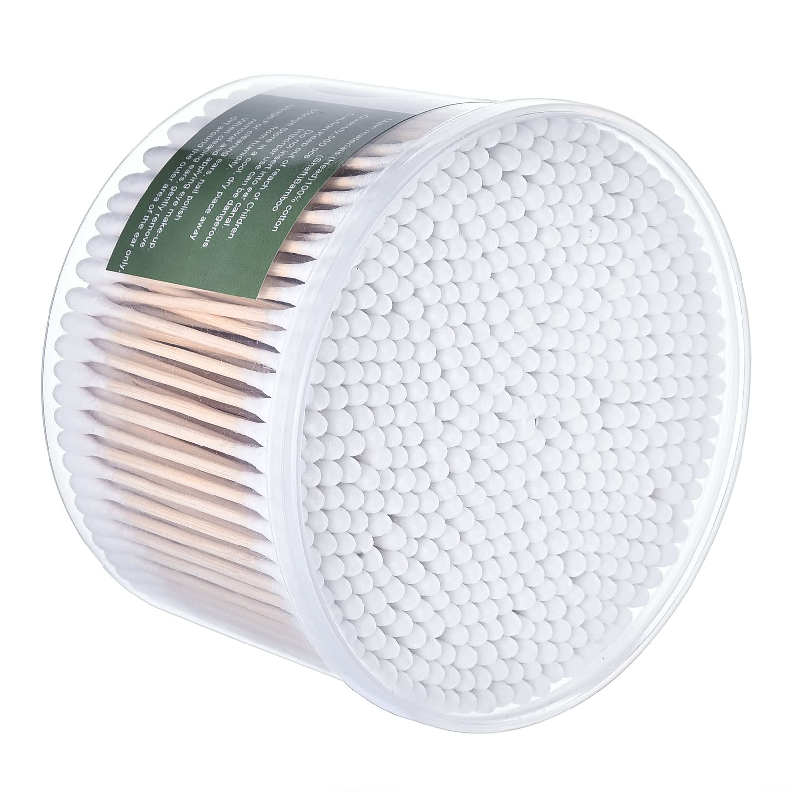 MONCOM 2.8 inch cotton swabs in a 500-count compact box for makeup and skincare.