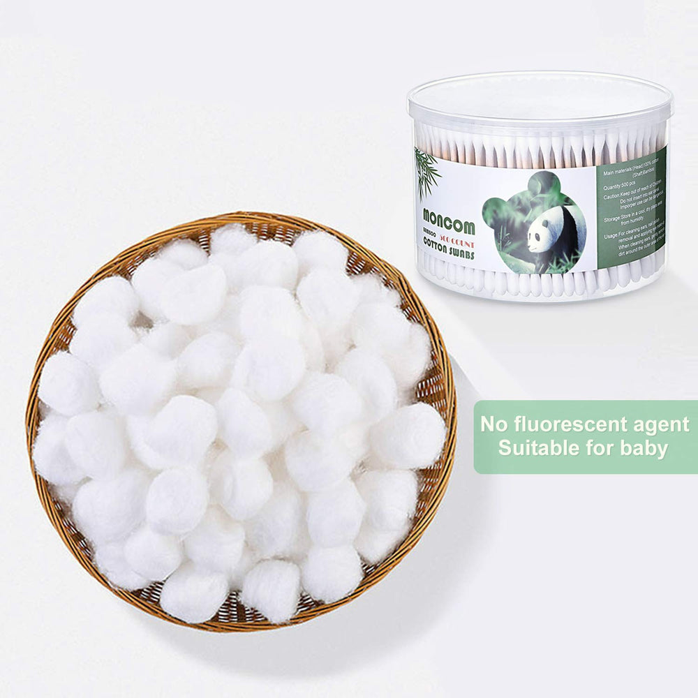 MYQIPGD MONCOM cotton swabs for makeup removal and delicate cleaning tasks.