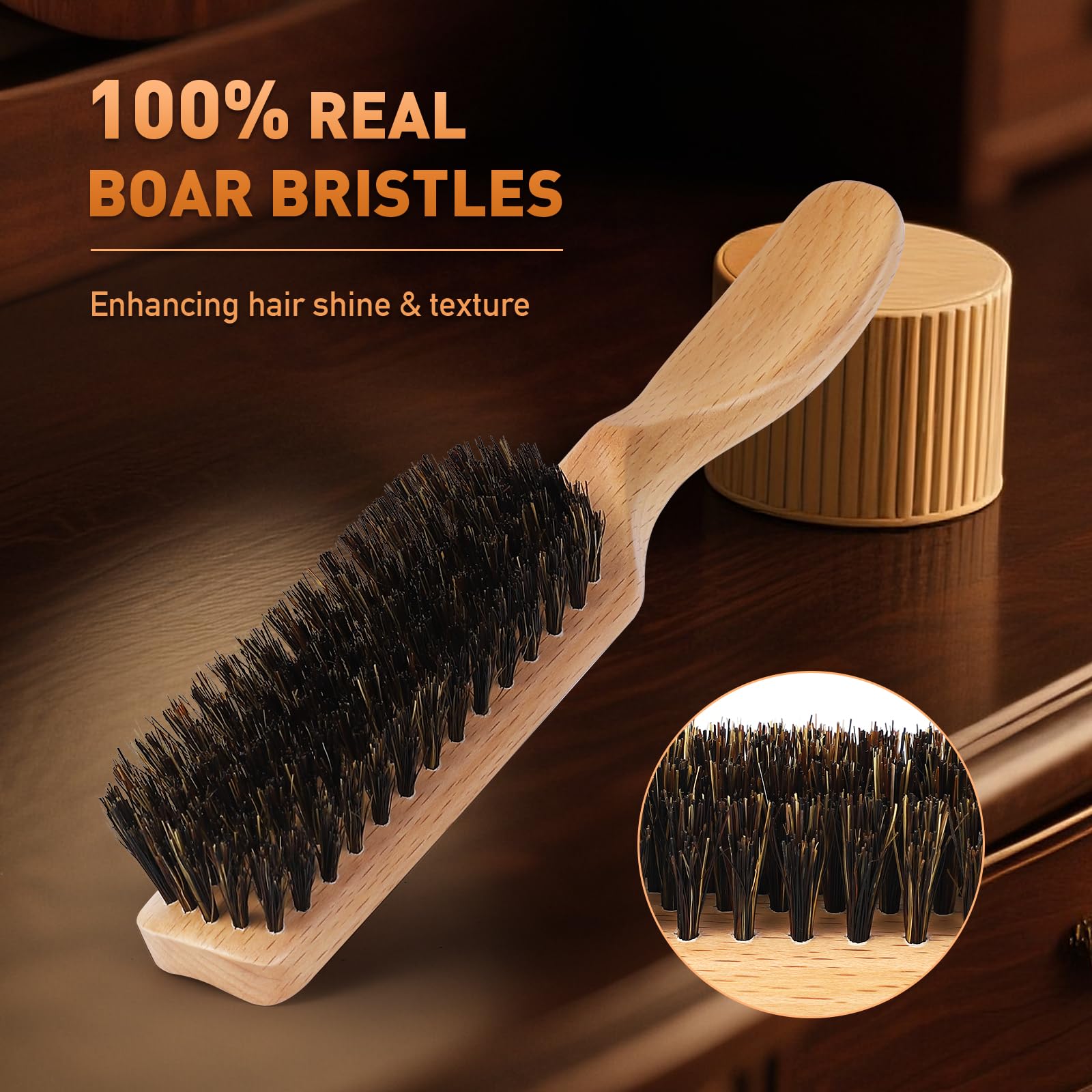 Myselect boar bristle brush for beard care, distributes oils for softer, shaped facial hair