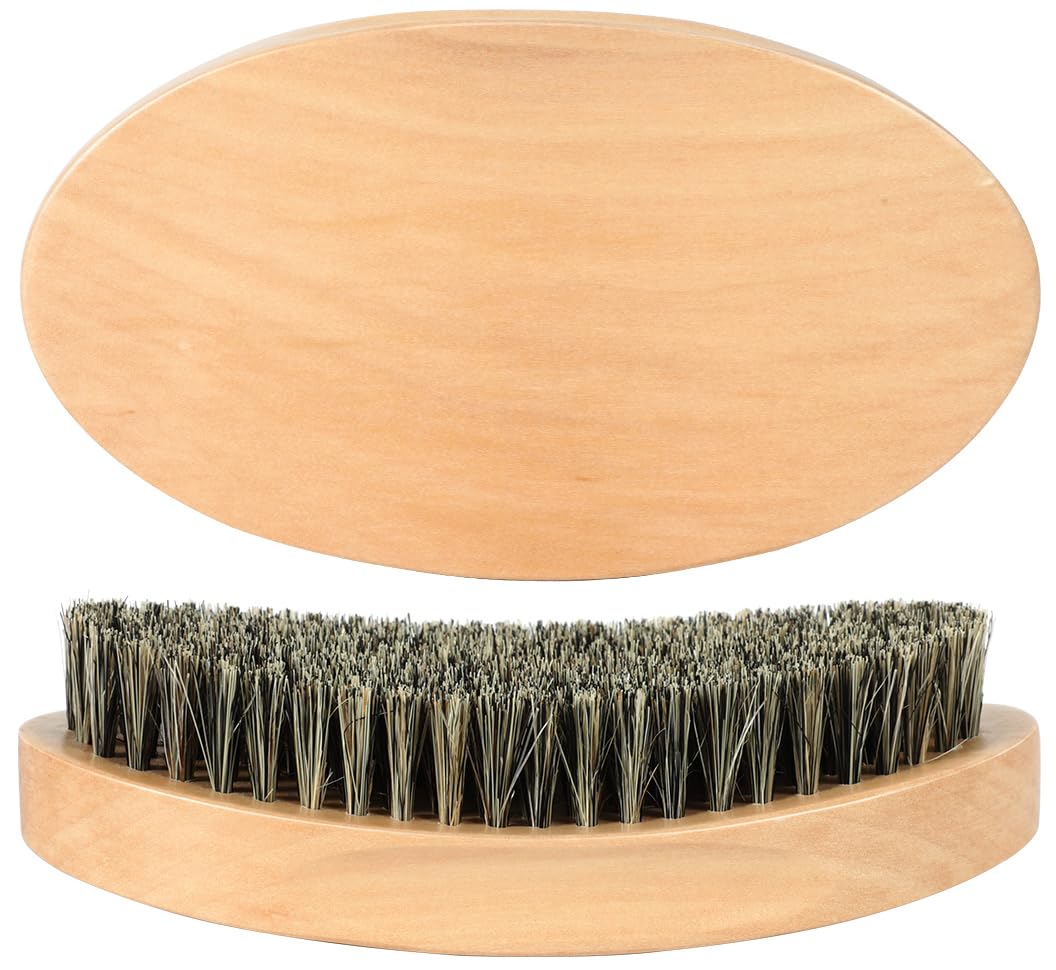 Myselect curved 360 wave brush with wood handle for precise wave shaping and control.