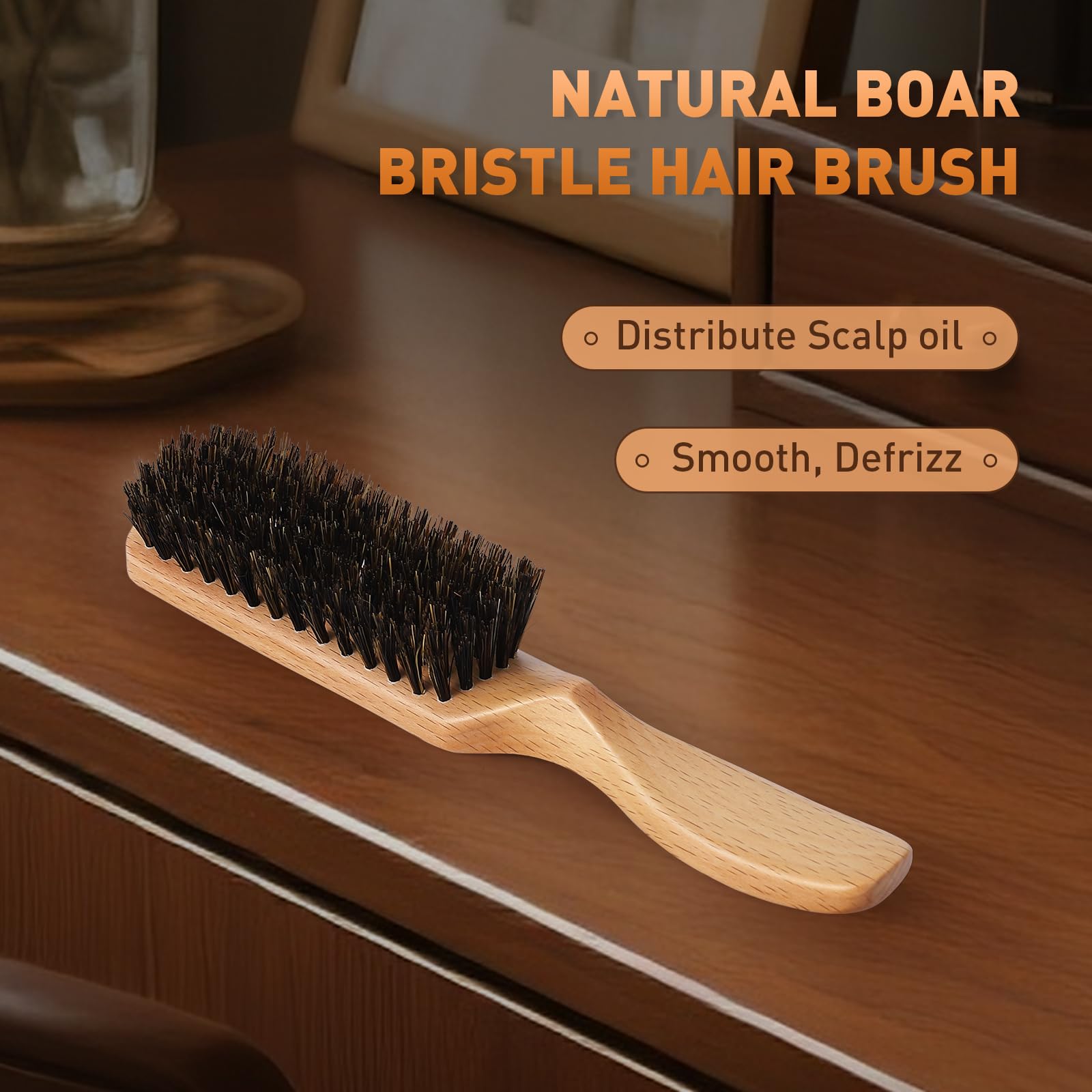Myselect men’s hair brush in action, smoothing and adding shine to styles