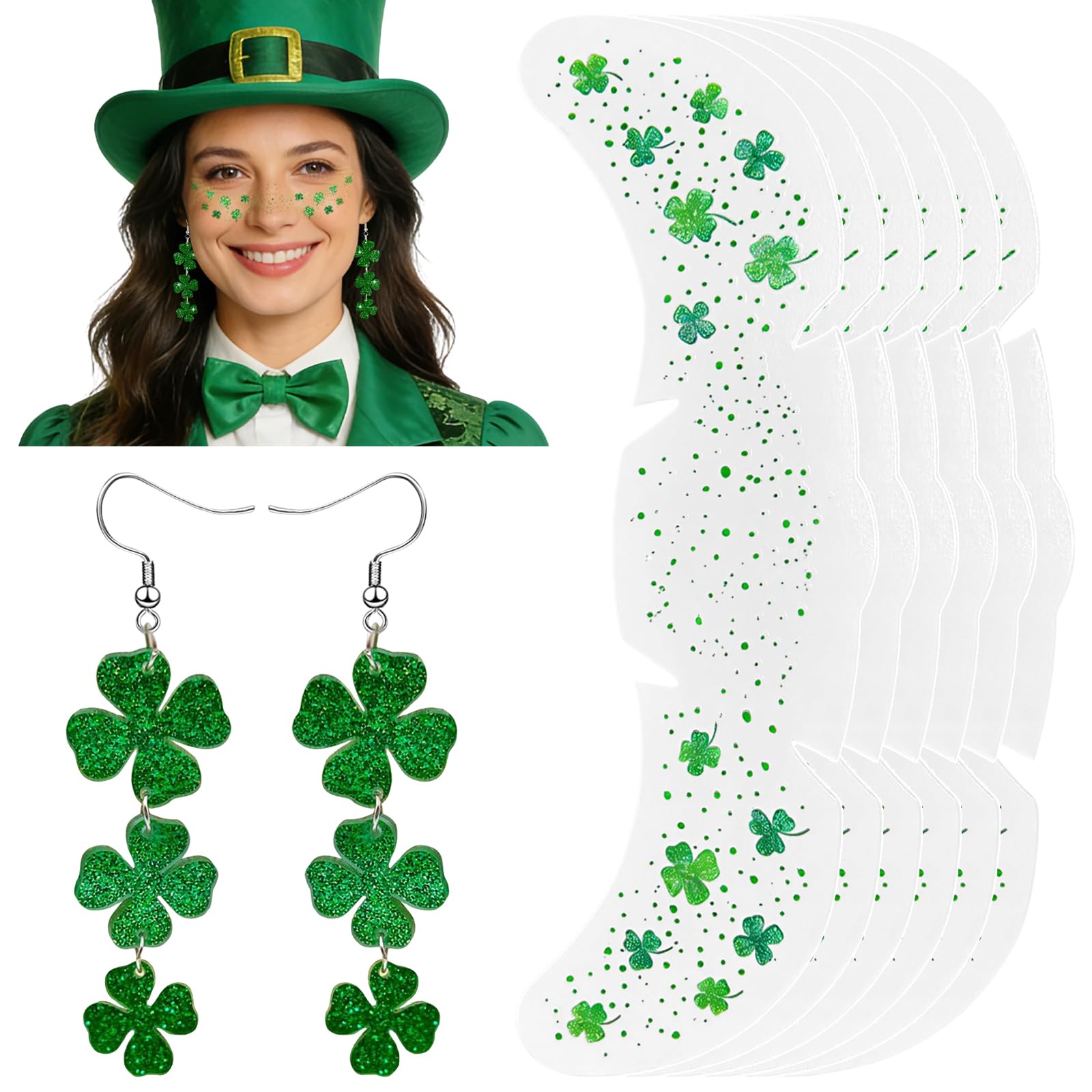 Aretes trébol colgante Mysense para Día de San Patricio, estilo festivo y ligero.