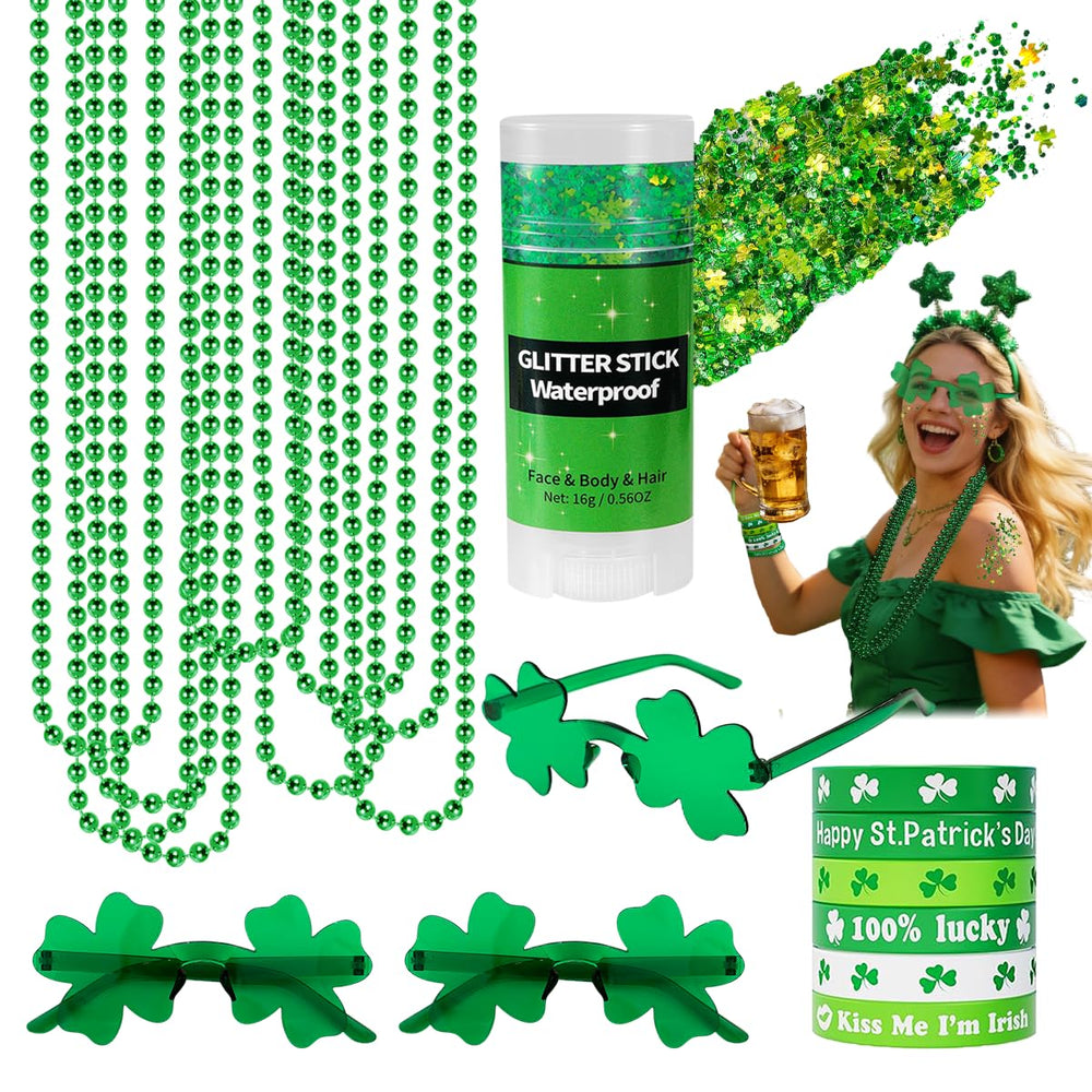 Mysense barra brillo trébol verde para rostro y cuerpo, brillo duradero