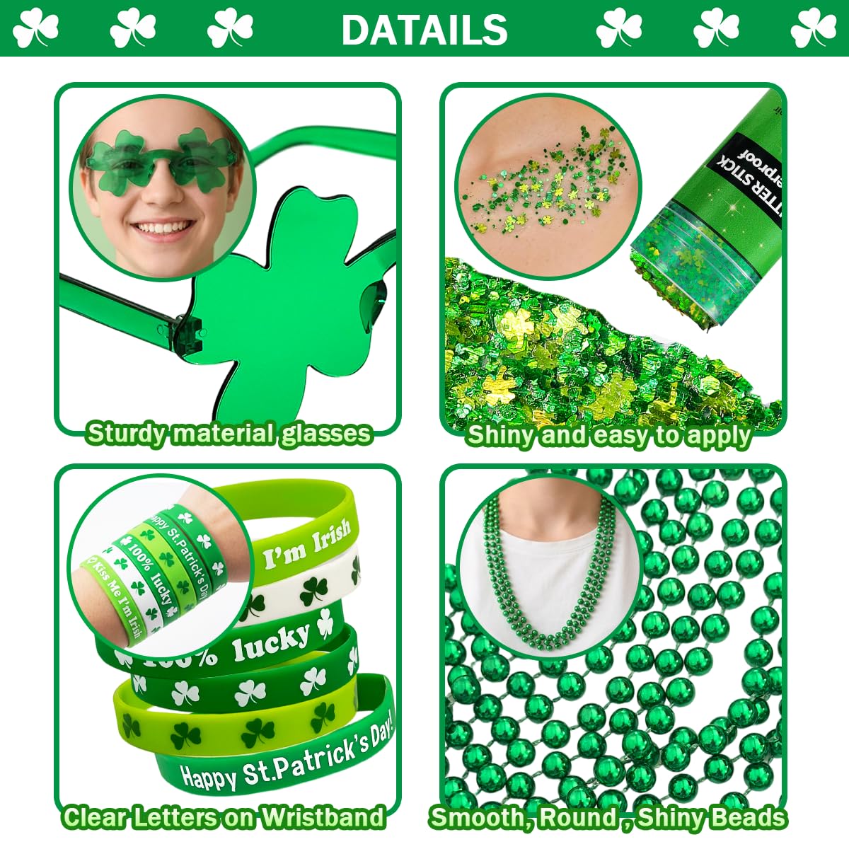 Mysense collar de cuentas redondas verdes, complemento versátil para looks temáticos