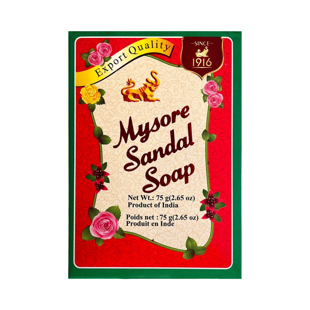 Mysore Sandal Soap 75g pack of four bars for daily cleansing and fragrance.