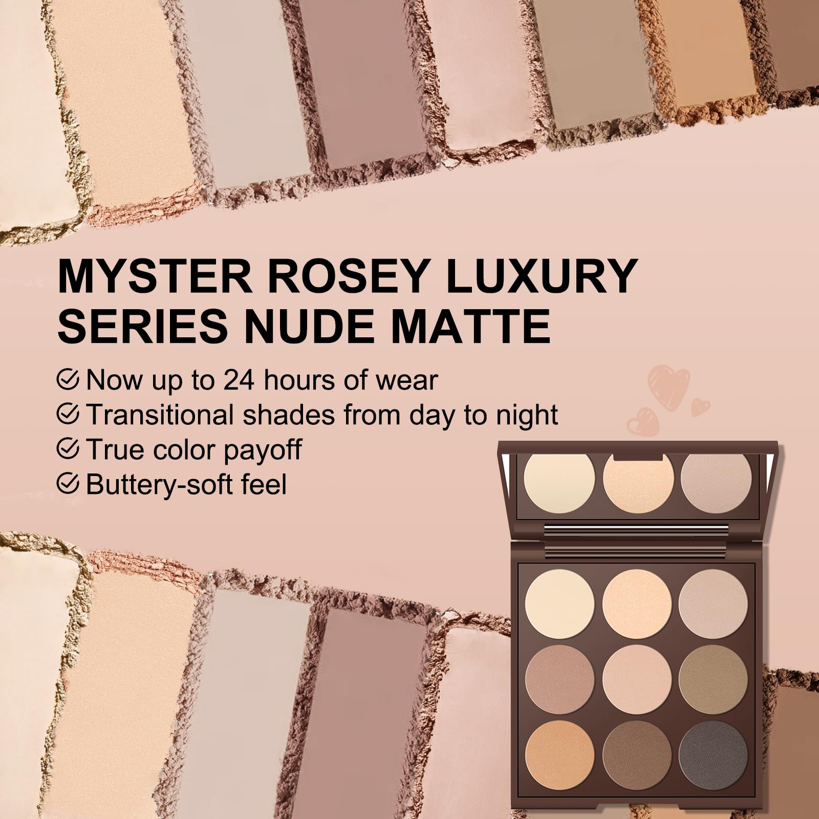 Fórmula resistente al agua de MYSTER ROSEY que dura hasta 12 horas.