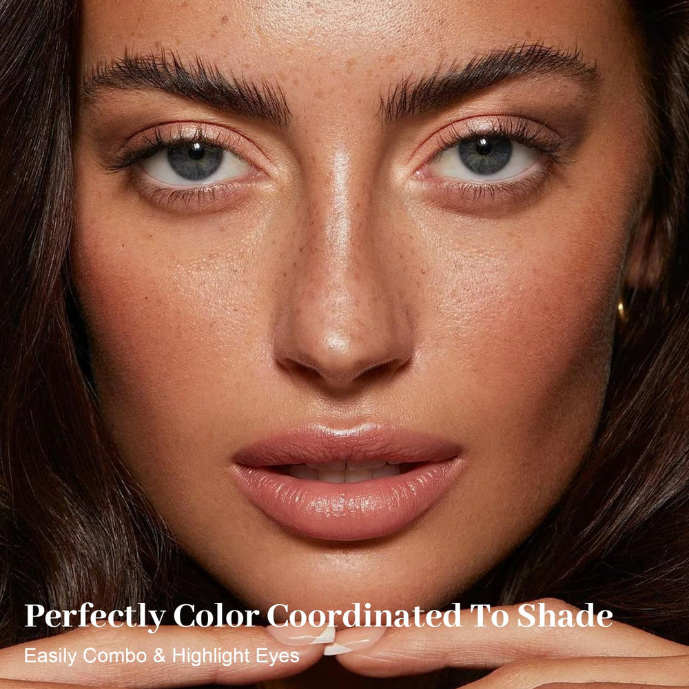MYSTER ROSEY Nudes 2 Series shade pan close-up highlights satin and matte finishes