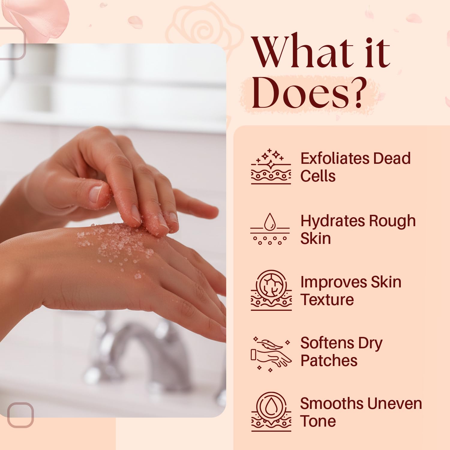 MYSTÉRE BEAUTÉ exfoliante con aceite de rosas para tono uniforme