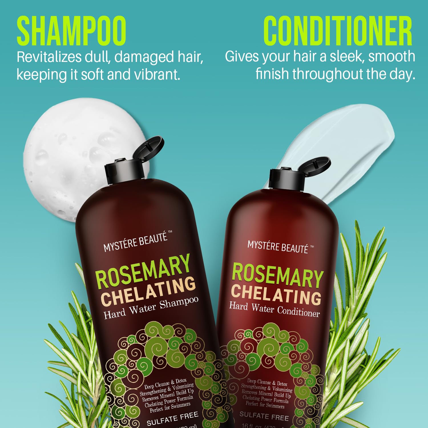 MYSTÉRE BEAUTÉ Rosemary Chelating Shampoo after-use hair feels refreshed and manageable