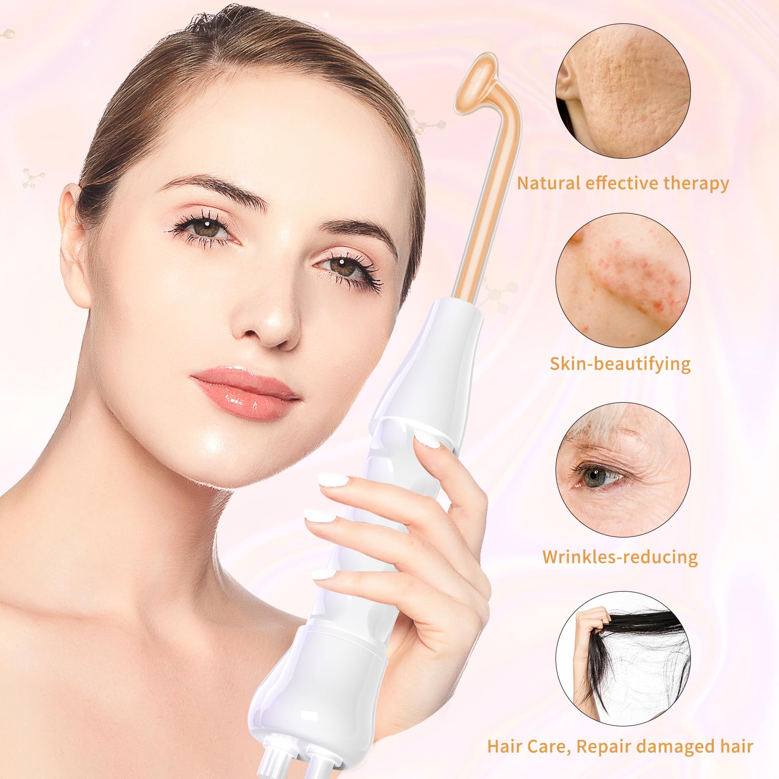 MYSWEETY high-frequency wand on skin during use, ideal for at-home routines.