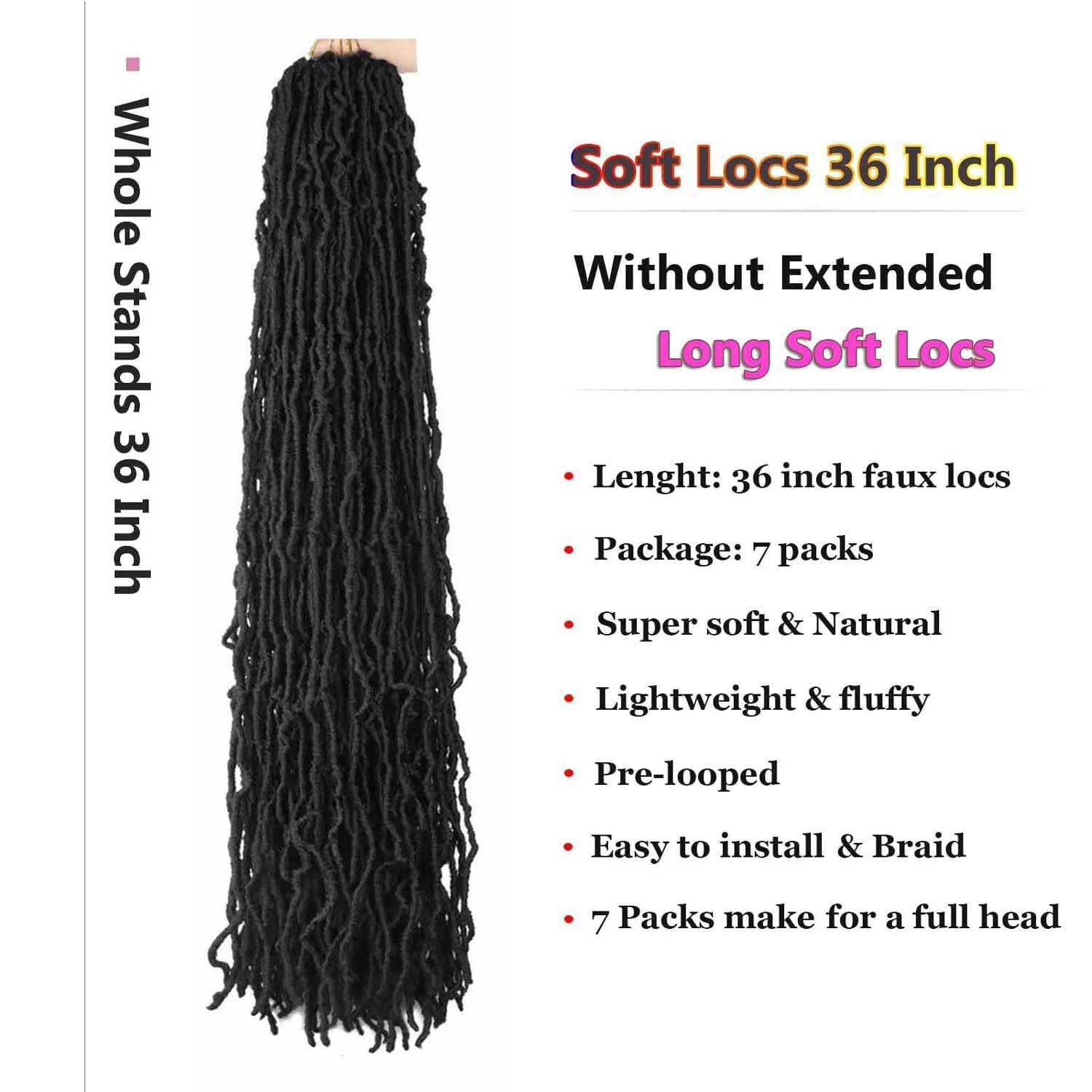 Mytarku distressed 36-inch faux locs with natural curl and volume.