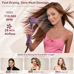 Mythsight StyleVibe oval brush adds root lift and smoothing for a sleek finish.
