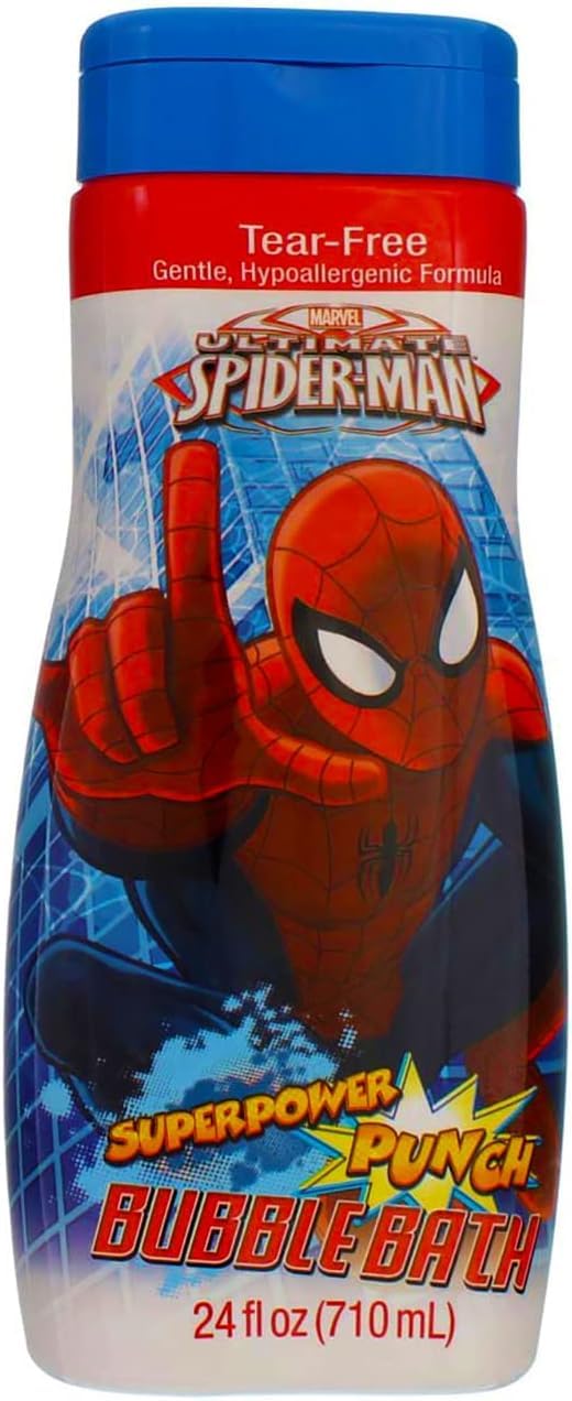 MZB Accessories Jabón burbujas Spider-Man para baño infantil, aroma sandía y 24 onzas.