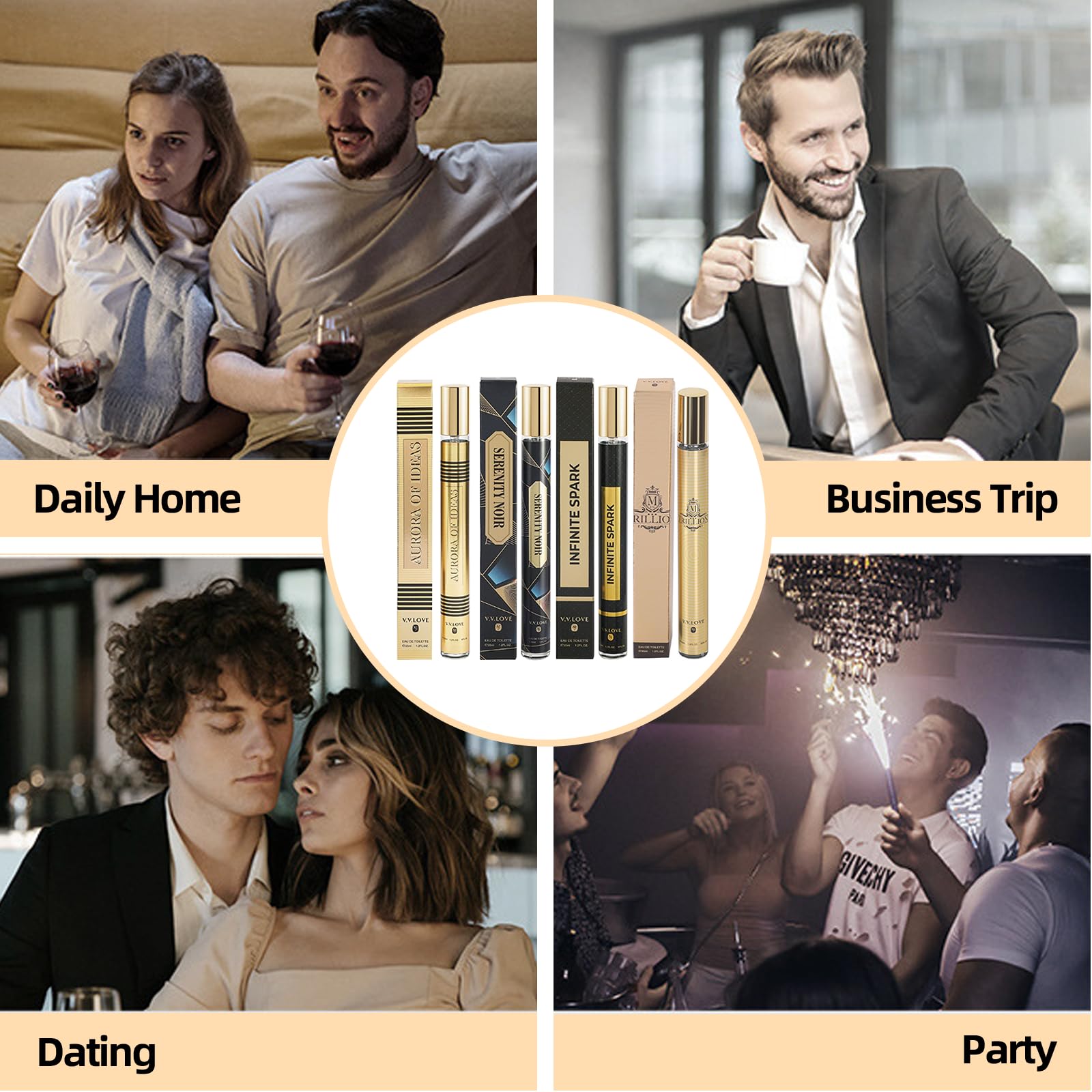 MZANK 4 Pack Cologne note-profile emphasizes varied mood fragrances for daily use.