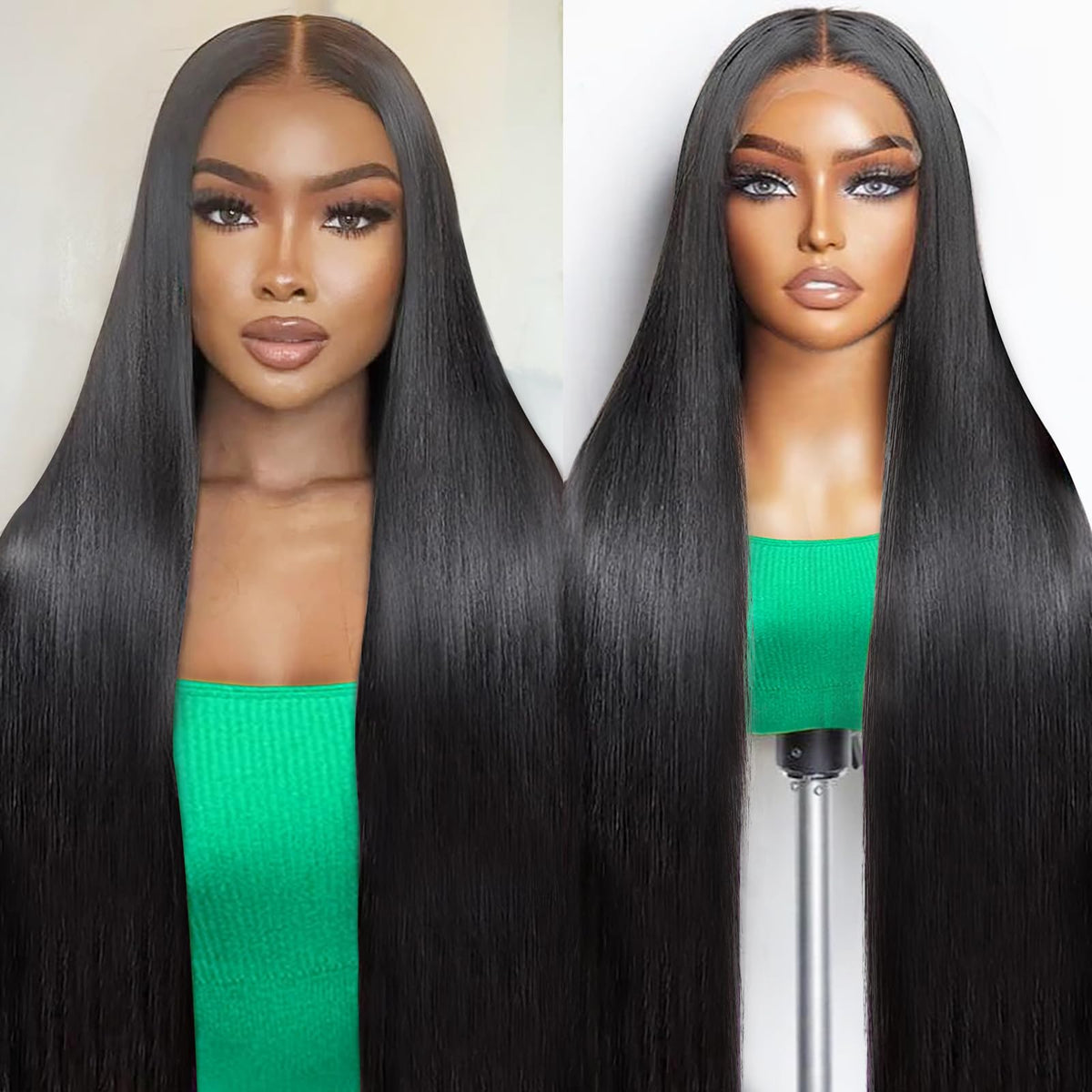 Mziio 32-inch 13x6 lace front wig viewed from full-front to highlight natural hairline
