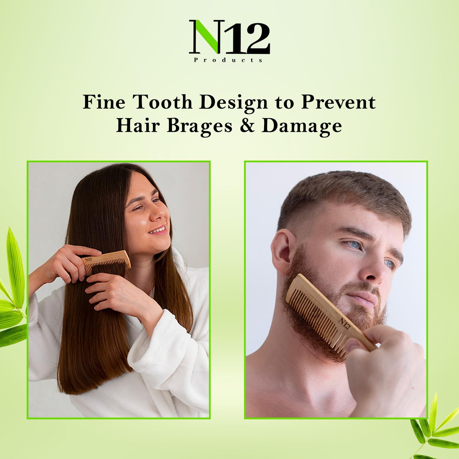 N12 Products bamboo pocket comb set eco: renewable bamboo supports sustainable grooming.