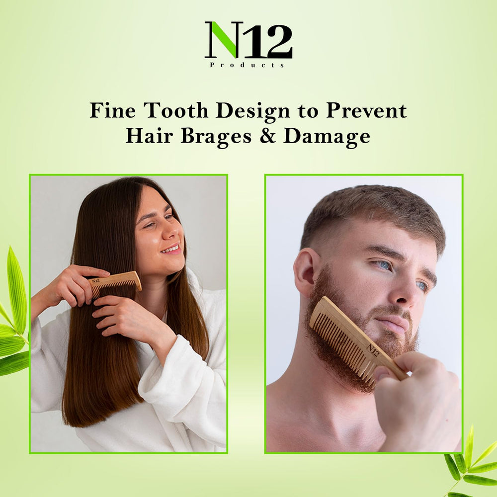 N12 Products bamboo pocket comb set eco: renewable bamboo supports sustainable grooming.