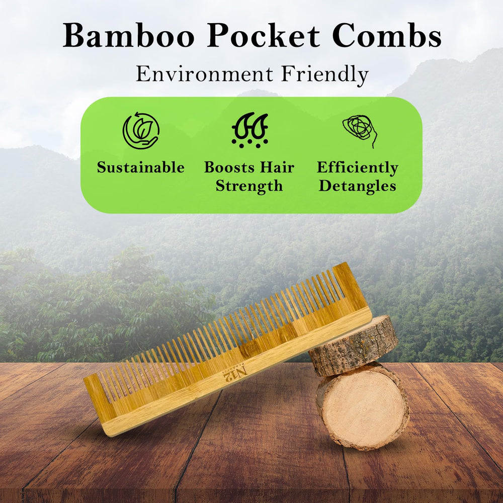 N12 Products bamboo pocket comb set lightweight: easy carry for daily routine.