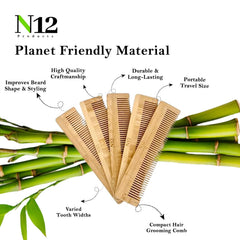 N12 Products bamboo pocket comb set mustache: precise shaping while traveling.
