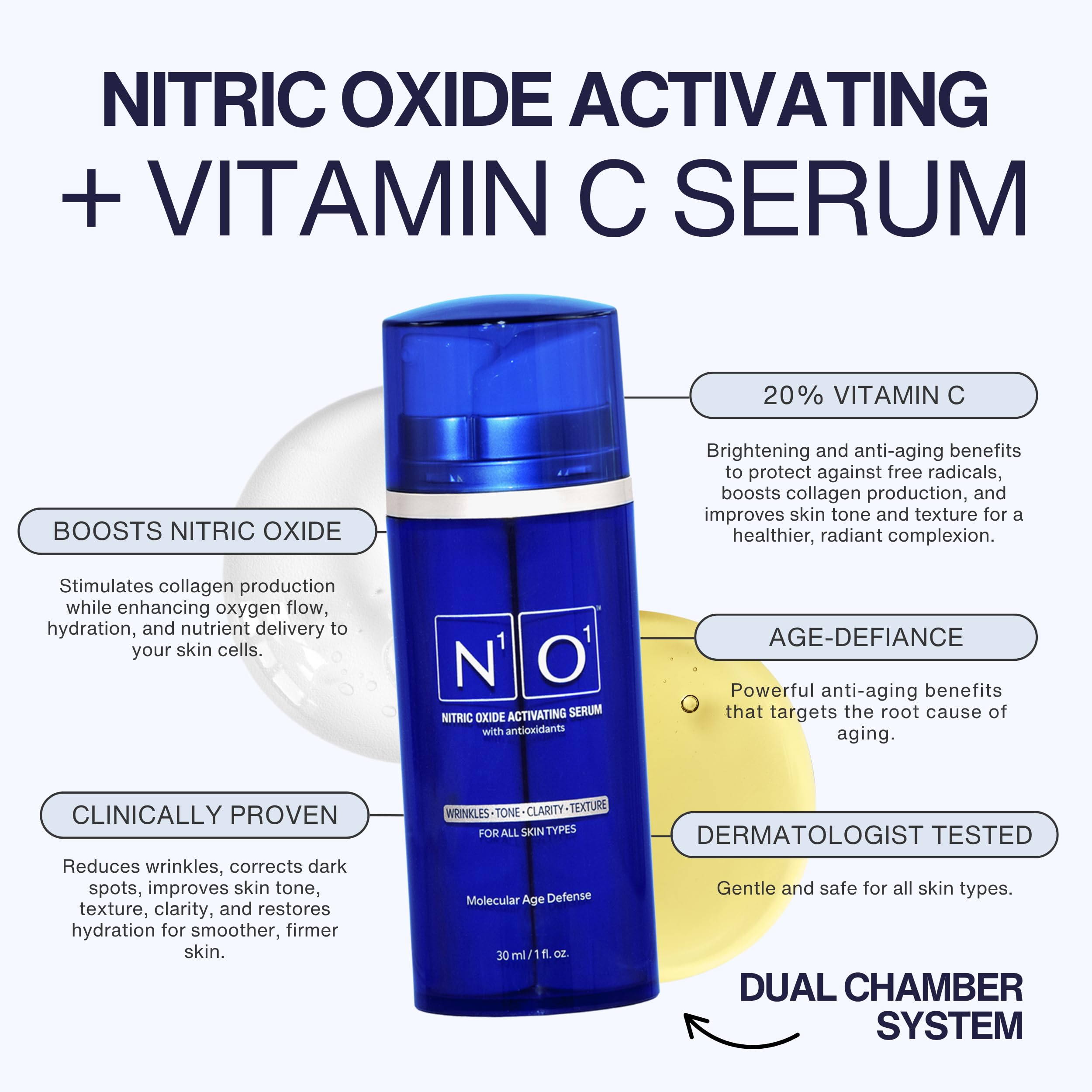 Serum being dispensed onto the palm from the bottle.