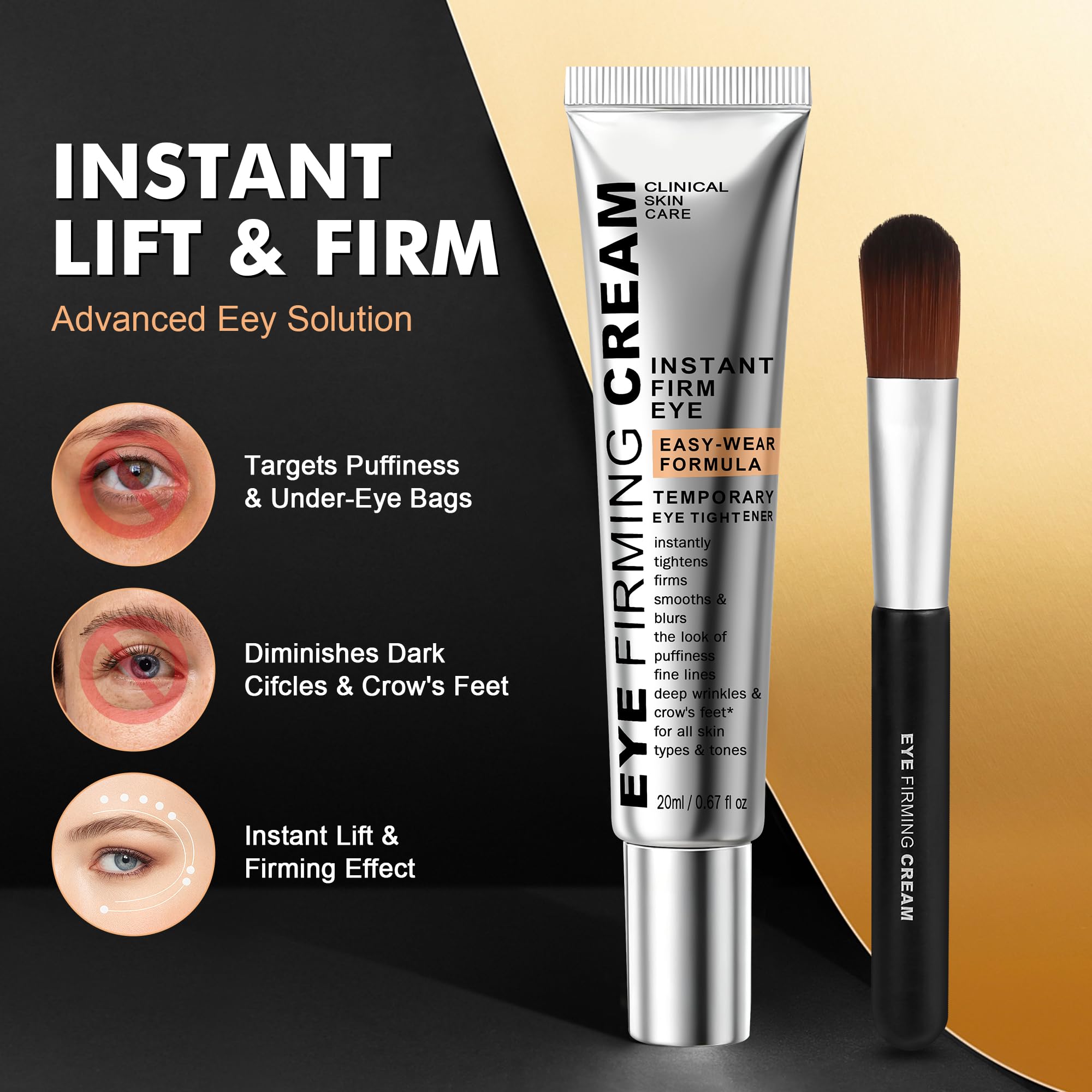 Applying Nabevin Eye Tightener with upward massage for a smooth look