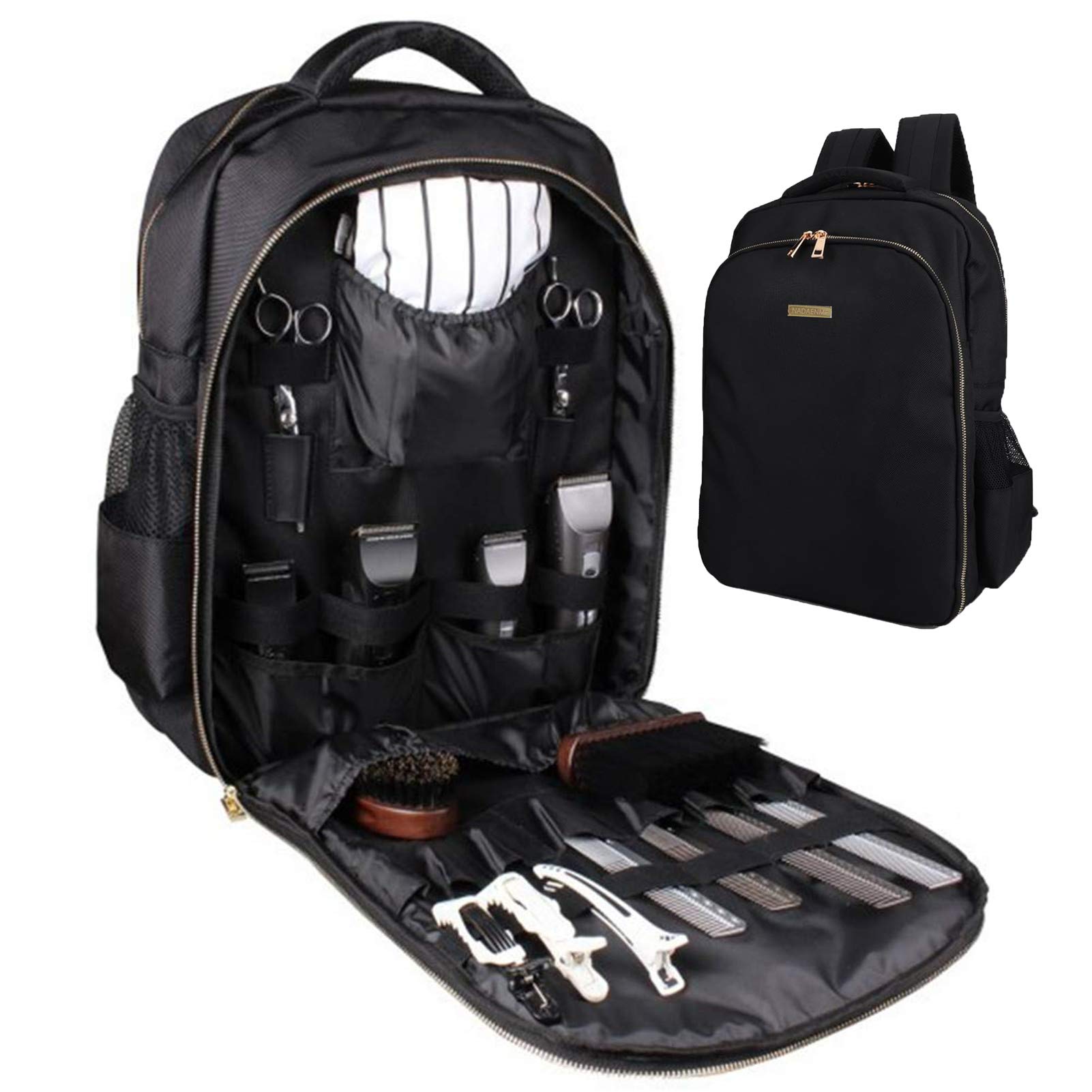 NADAENMF Barber Organizer main compartment keeps tools secure for travel.