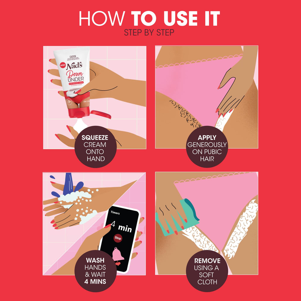 Nad's Down Under Cream on delicate skin around underarms and bikini area.