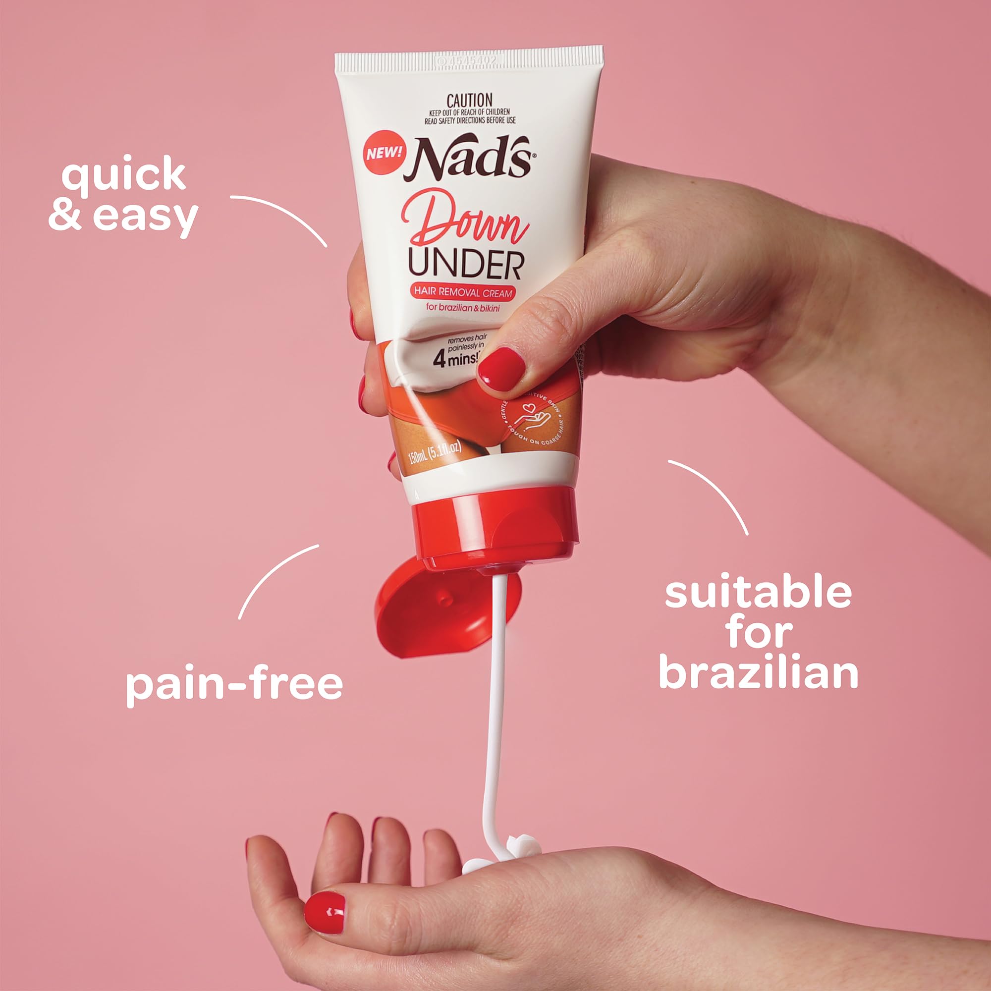 Nad's Down Under Cream in action for pain-free four-minute hair removal.