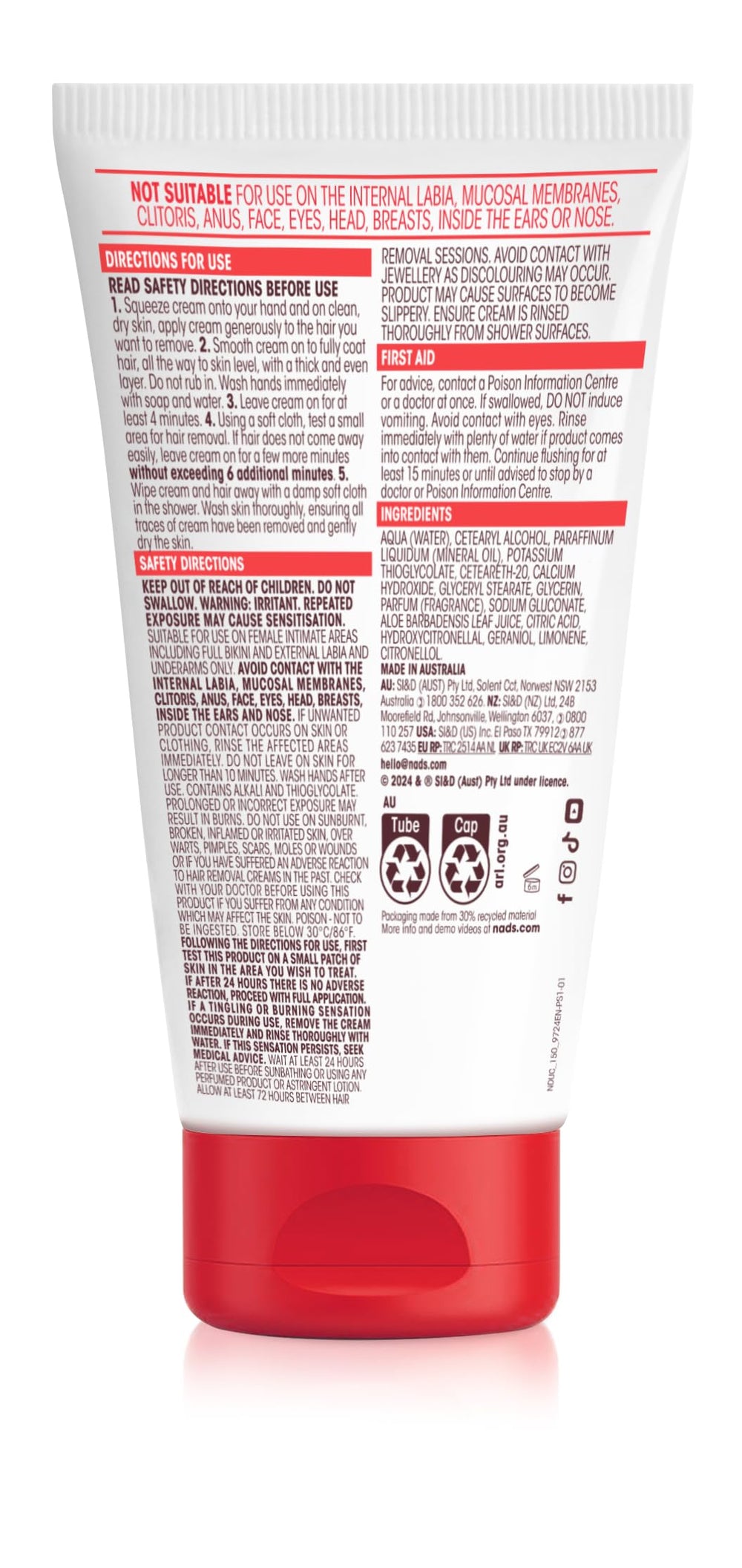 Nad's Down Under Cream shown during shower application for easy use.