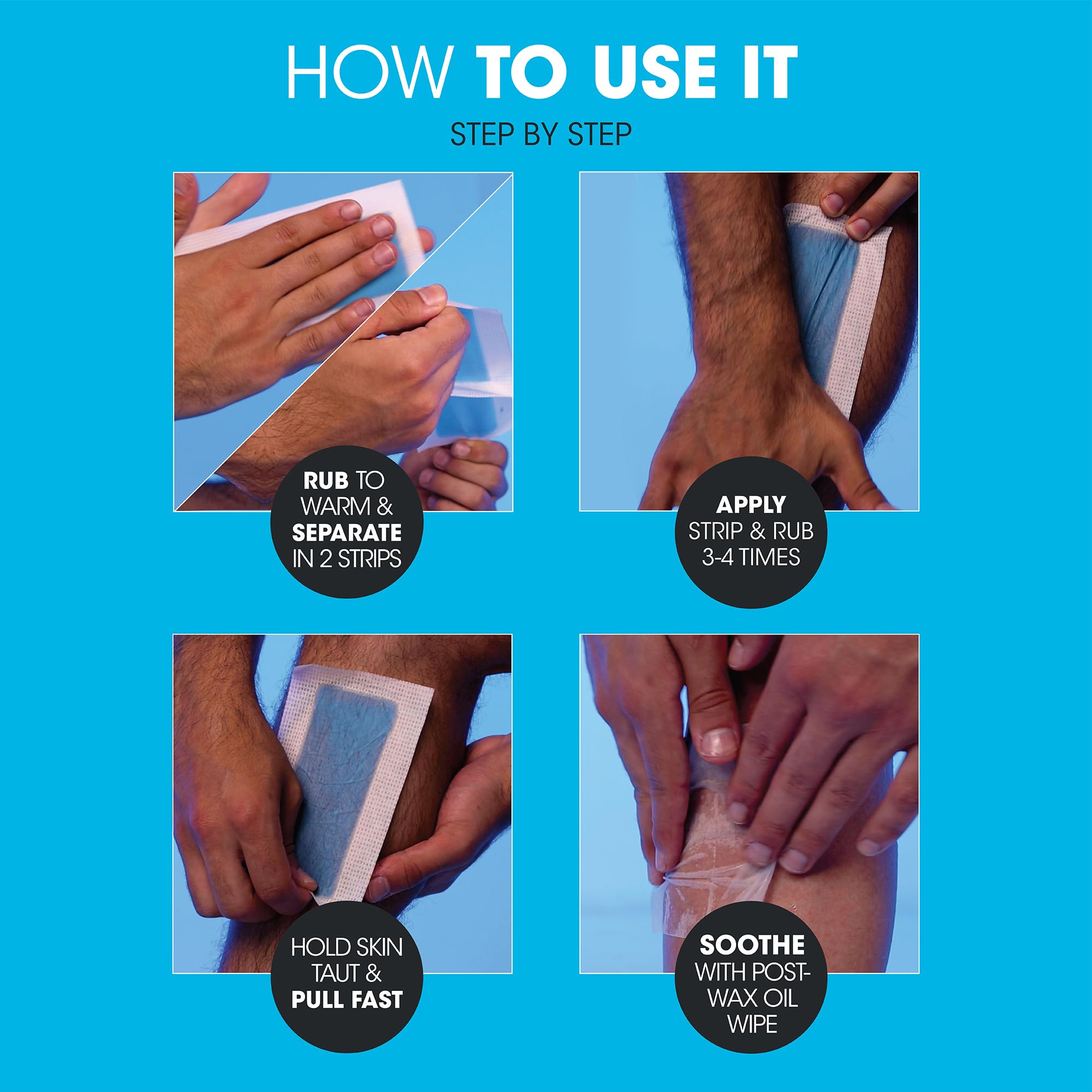 Nad's For Men double-sided wax strips close-up demonstrating efficient removal.
