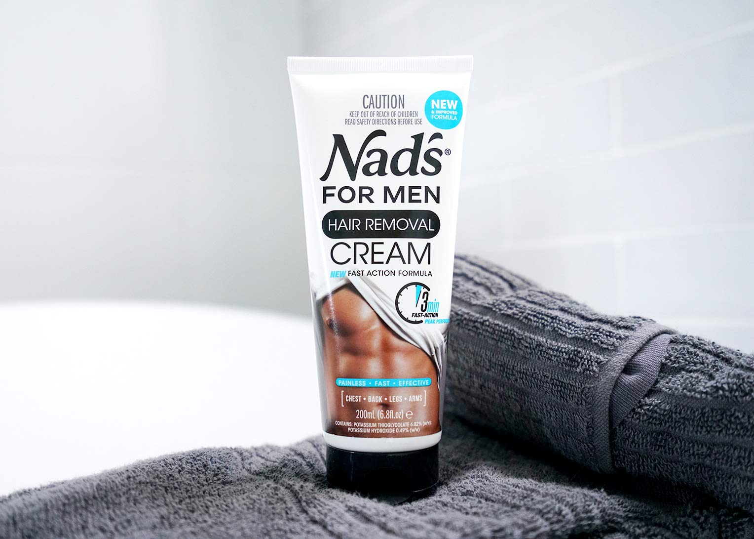 Nad's For Men depilatory cream after use showing smooth skin.
